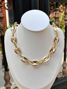 1 pieza Collar ajustable de metal chapado en oro de 18k con estilo punk, diseño de grano de café y nariz de cerdo, de uso unisex para el uso diario