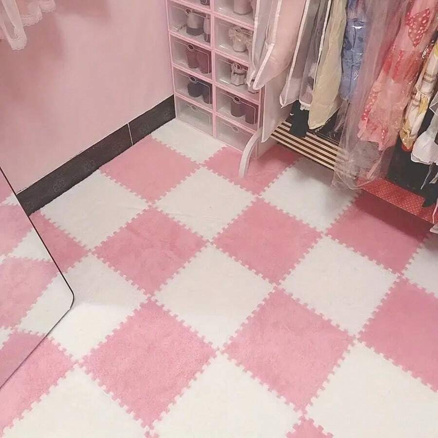 6 块/16 块方形泡沫地垫 毛绒地毯垫 适用于房间 窗台 卧室 宿舍 联锁地毯 - 彩色 - 查看 1