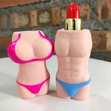新款性感比基尼美女帅气打火机收纳套装口红套装硅胶套装美妆打火机套装打火机口红包装套装 - 黑色/白色 - 查看 6