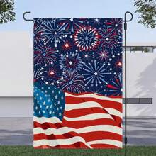 12x18 Inch Double-Sided Patriotic Garden Flag - Happy 4th Of July, American Flag & Fireworks Design, Durable Polyester, No Flagpole Needed, Perfect For Outdoor Yard Decor