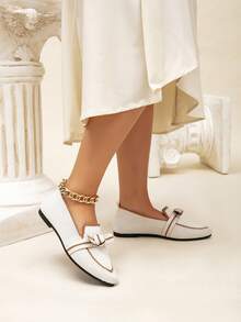 1 Pair Comfortable, Lightweight, Breathable Casual Flat Loafers, Suitable For Teenagers, All Season - White - View 3