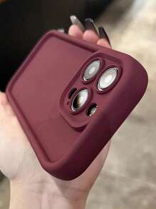 1pc Simple Solid Color Creative Ladder Design Phone Case, Matte Deep Red Brushed Soft Protective Cover, Suitable For Apple/X/11/12/13/14/15/16/Pro/Max/Plus/XR