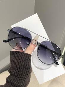 1 Stück unisex graue quadratische Doppelsteg Piloten Stil Modefassung, Strandaccessoire, Boho-Stil, Damenbekleidung & Geschäftskleidung Geschenk für Herbst/Winter