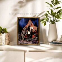 1 pezzo Vivace scena mediorientale su cartello in legno incorniciato, poster decorativo opzionale per cornice, decorazione ispirazionale per soggiorno e camera da letto, decorazione stile fattoria, opera d'arte moderna su tela - Multicolore - Visualizzare 9