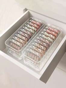 1 pieza/5 piezas Estuche con tapa para guardar esmaltes de uñas, caja apilable transparente a prueba de polvo para exhibir y almacenar arte de uñas, organizador de escritorio, Set de 10 cajas para uñas con 30 piezas de cinta adhesiva doble cara y 1 pieza de organizador