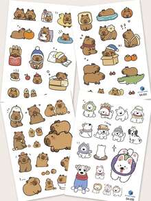 STARTTOOS 4 piezas de tatuajes temporales con diseño minimalista de hámster lindo y de dibujos animados, tatuajes DIY para muñeca, hombro, cuello, clavícula y Body - Multicolor - Ver 7