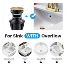 Bathroom Sink Drain, Pop Up Drain Stopper With Overflow, Lavatory Vanity Vessel Sink Drain Assembly, Matte Black
