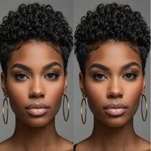 Short Curly Human Hair Wigs For Women Pixie Cut Wigs Wave Wig Brazilian Real Human Hair Wigs Glueless Full Machine Made Wigs