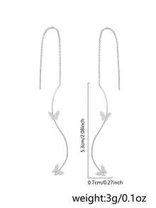 Nooxian 1 Pair S-Shaped Design Simple Tassel Earrings - Silver - View 6