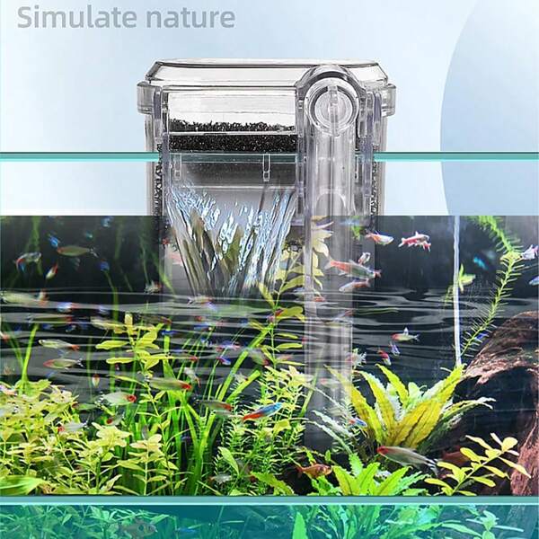 Aquarium Filter, Mini Quiet USB Waterfall Fish Tank Filter, Adjustable Water Flow Oxygen Increasing Wall Mounted USB Filting Equipment For Aquariums Fish Tank,2.5W