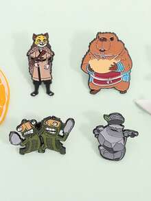 4Pcs Classic Comedy Anime Movies Enamel Pins Funny Cute Marmot Monsters Animal Brooches Backpack Lapel Badge Jewelry Gift For Friends - Multicolor - View 1