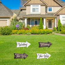 4Pcs Wedding Directional Signs For Road Arrow Signs With Stakes Wedding This Way Sign Wedding Supply Decor - Multicolor - View 2