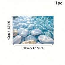 1pc Home Decor, Realistic 3D Visual Effect Illusion Stone Design High Definition Printed Pool Water Pattern Non-Slip Bathroom Mat, Absorbent Machine Washable Polyester Carpet For Bedroom, Living Room Entryway, Camping Picnic Mat, Coaster - Blue - View 12