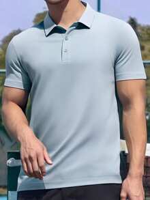 Herren Poloshirt in Einfarbig, Kragen mit halber Knopfleiste, Farbblock, Business Lässig Arbeitshemd als Geschenkidee für den Freund, für Golf, für den täglichen Gebrauch, für den Sommer, für Tennis