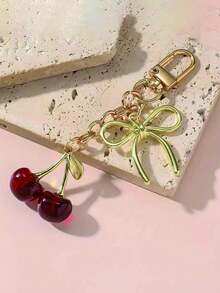 闪亮仿真樱花花蝴蝶结钥匙扣 高档手包挂件 背包装饰