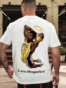 Men's Skull Print Short Sleeve T-Shirt, Non-Customized - White - View 1