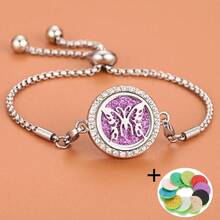 香薰手链香薰扩散器首饰可调节链条水晶小盒香水扩散器手链男女款花香爱猫香薰扩散器手链手镯 - 彩色 - 查看 20