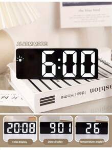 RAF Smart LED Clock, Voice Control Alarm Clock, Bedside Quiet Digital Alarm Clock, Desk Electronic Digital Clock, Snooze Desk Clock, LED Mirror Table Alarm Clock With Time Display, Desk USB Alarm Clock For Home, Bedroom, Office