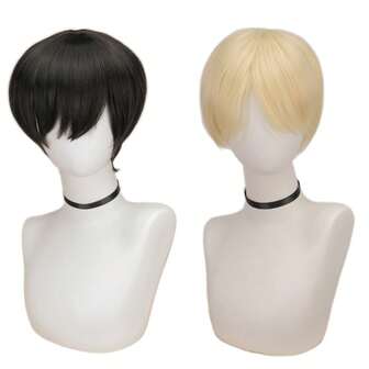 Short Short Wigs Bangs Straight Synthetic Wig Heat Resistant Fiber Hair Halloween Party Cosplay Parties Cosplay Wig Men Synthetic Hair Short Wavy Wigs With Bangs Costume Wig For Halloween