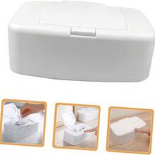 2件套纸巾湿巾收纳盒，带盖小湿巾容器，密封设计防尘湿巾分配器，可再填充婴儿湿巾盒