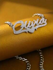 Customized Necklace With Name Charm, Chain Necklace With Heart-Shaped Namplate, Personalized Jewelry, Fashionable & Cute Gift For Family And Friends (Men),Suitable For Mother's Day, Valentine's Day - Necklace - View 3