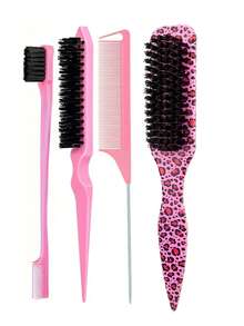 4件套男士油发胡须刷，长柄胡须清洁刷，油梳和发刷，纯色，直发梳，男士胡须造型梳，豹纹梳，豹纹发刷造型工具套装，带发尾工具，发刷/梳子，返校季，旅行度假必备，女士美发配件，刷子，发刷，木梳，发刷，迷你发刷，解结梳，发刷，卷发刷，美发设备，旅行必备，旅行必备，发型，美发，发刷，背梳，造型刷，卷发刷，边缘梳，发梳，梳发，发刷套装，梳发，卷发梳，解结梳，女士发刷，头发，旅行，美发产品，美发工具，美发用品，理发师，理发师配件，理发店，美发设备 - 彩色 - 查看 2