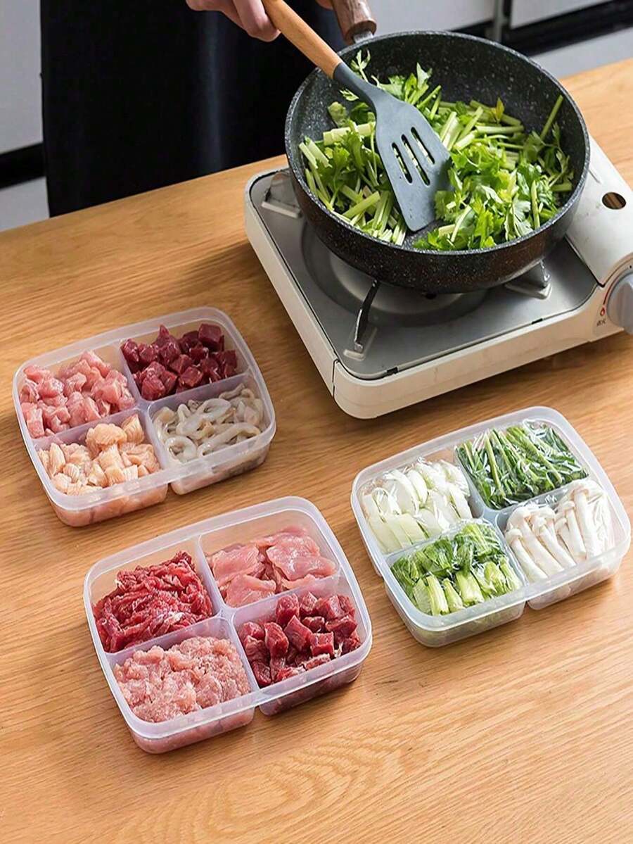 1 件带分隔板的冰箱储物盒，肉类冷冻保鲜盒，冷藏肉储物盒