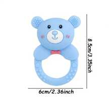 Silikonowa grzechotka do żucia w kształcie misia, miękka, dostępna w wielu kolorach