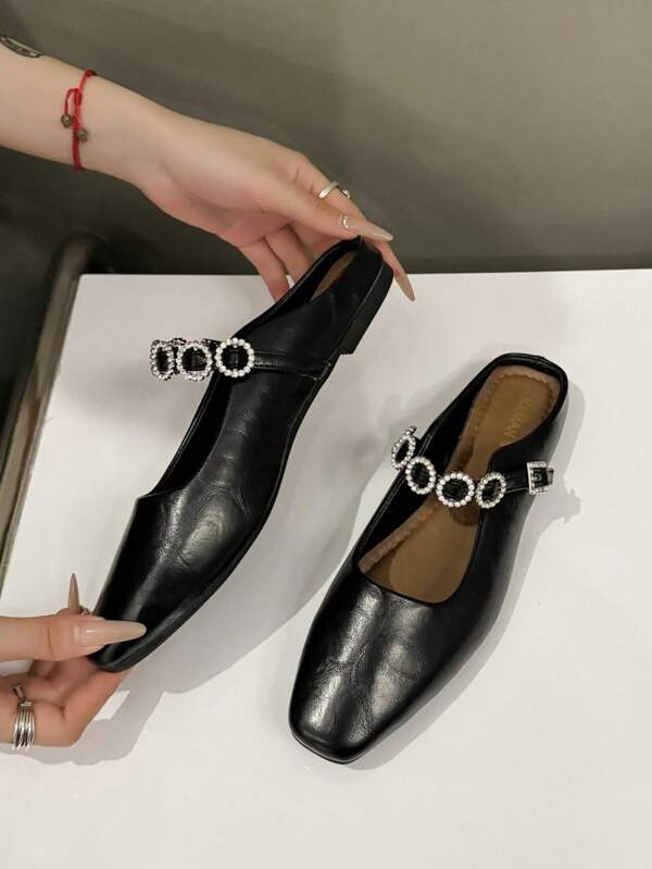 Mocasines planos de punta cuadrada para mujeres, nuevo estilo francés primavera otoño 2025 con suela blanda y casual