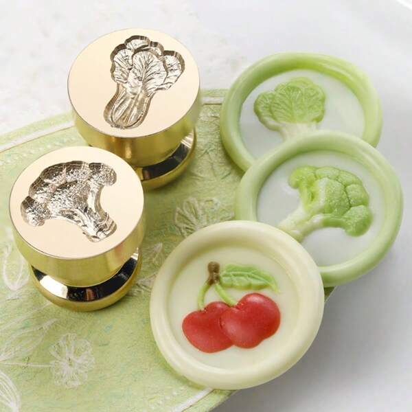 1pc New Cute Series Wax Seal Stamp , 27 Pattern Choices-Vegetables/Fruits/Plants/Animals, Embossing Solid Brass, Suitable For DIY Greeting Cards, Envelopes, Invitations, And Sealing Decorations,Back To School,School Supplies