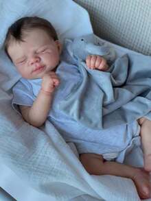 Muñeca realista de 48cm con piel 3D pintada a mano y vena vascular, 19 pulgadas de vinilo suave recién nacido Bebe Arte Lindo Navidad Juguete Regalo de cumpleaños (Algunas partes al azar, incluyendo chupete, biberón, pañal y ropa) - Gris - Ver 3