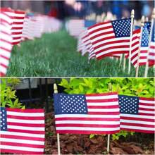 100 Pack Small American Flags On Stick, 4x6 Inch US Flags/Mini American Flags For Outside, Perfect For Independence Day, 4th Of July Decorations, Patriotic Holiday Yard Patio