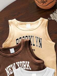 Set da 6 pezzi per neonato maschio, vestiti casual estivi con maglietta a girocollo e pantaloncini con stampa delle città Los Angeles, New York e Brooklyn