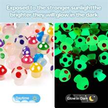 10 peças/20 peças/30 peças Mini Figura de Cogumelo Luminoso de Resina, Cogumelo Que Brilha no Escuro, Enfeite Colorido Pequeno de Cogumelo em Miniatura para Decoração de Jardim DIY, Paisagem, Aquário, Decoração de Festa