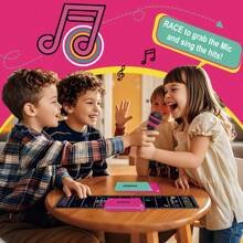 Grab The Mic - The Karaoke Party Game For 2-10 Players, 250 Lyric Cards, Pink & Black Microphone Design, Ideal For Family Game Nights & Birthday Parties, Family Entertainment|Playful Desig
