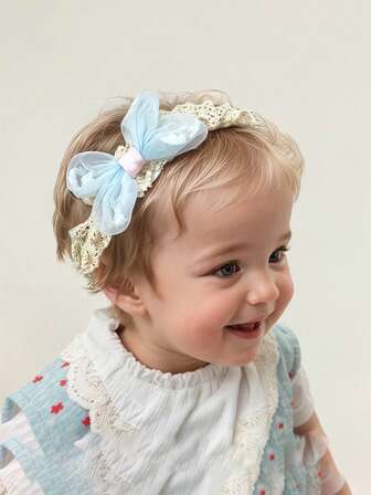 1/3 件全新婴儿蝴蝶结头带，可爱舒适蕾丝弹性发饰，适合婴儿