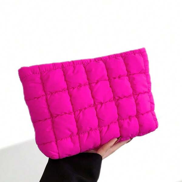 Solid Color Women Fashion Plaid Clutch Bag, Casual Chic Small Bag