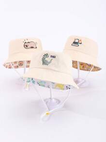 1 Peça Chapéu de Balde com Estampa de Capivara, Escavadeira e Dinossauro para Crianças, Chapéu de Balde Fofo de Bebê para Proteção Solar