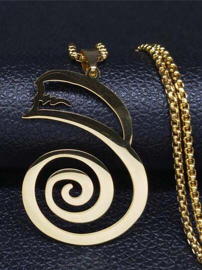 Stainless Steel Dai Ko Myo Pendant Necklace, Unisex, Gold Color, Reiki Master Symbol Necklace
