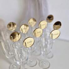 Personalized Acrylic Wine Glass Label Special Tag,Wedding Place Card Ideas Glass Marker Wine Charm Wedding Drink Tags Champagne Charms Drink Label Glass Charm Disc Name Tags Circle