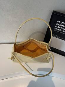 Los bolsos populares de este año son los bolsos de gran capacidad para mujer 2025 de estilo sencillo y versátil, con textura popular y tipo de cubo - Amarillo - Ver 10