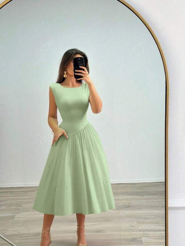 Women's Solid Color Backless Halter Casual Vacation / Work Dress, Spring/Summer