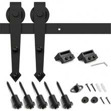 Complete Sliding Door Kit For Sliding Door System With 200 Cm Sliding Door Rail, Barn Door Handle - Black 2 - View 5