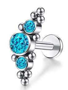 1 件 316L 不锈钢 16G 立方锆唇钉 水晶簇耳钉 耳软骨耳屏耳轮耳甲穿孔饰品