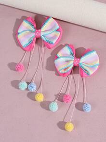 2pcs Long Tail Hair Bow Clips For Girls,Colorful Ribbon Fabric Alligator Clips Hair Bow Clips For Girls,Fashion Hair Accessories For Girls Gifts - Bow Hairpin - View 9