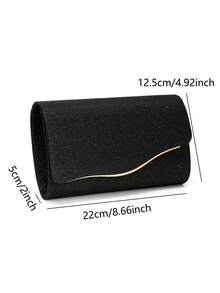 Black Large Women Clutch Purse Evening Bag Prom Handbag With Detachable Chain For Wedding Elegant - Black - View 2