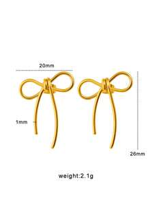 1 Pair Stainless Steel Hollow Bowknot Dangle Earrings, Suitable For Everyday Wear - Bow Earrings - View 6