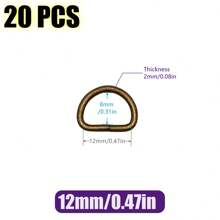 20 pièces/paquet Boucle de connexion en métal D Ring pour ceinture, sangle de sac à main, accessoire de sac, chaussure, DIY, couture. Tailles : 10/12/15/20/25/32/38 mm