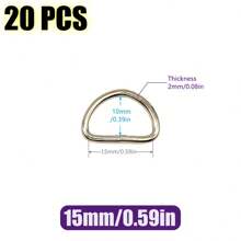 20 pièces/paquet Boucle de connexion en métal D Ring pour ceinture, sangle de sac à main, accessoire de sac, chaussure, DIY, couture. Tailles : 10/12/15/20/25/32/38 mm
