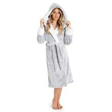 City Comfort Dressing Gown Fluffy Bath Robes Gift - Grey - View 1